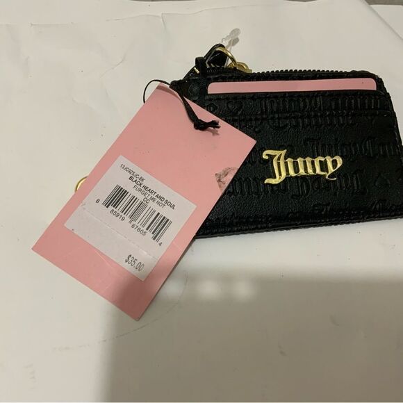 Juicy Couture Black Heart and Soul Forget Me Not Wristlet Purse NWT - Picture 6 of 9